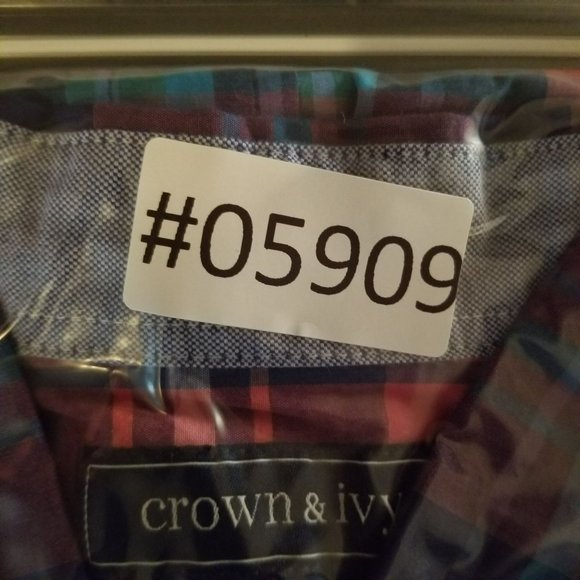 Crown & Ivy Shirt Mens XL Multicolor Plaid Long Sleeve Button Up Classic NWT - Picture 12 of 12